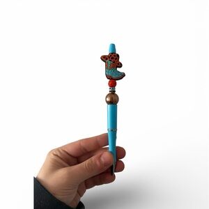 Cowgirl Boot With Hat Custom Beaded Pen - Comes With One Pen Refill Extra